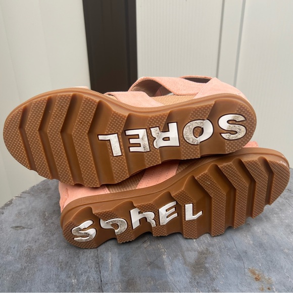 Sorel - Joaine Lace Peach Salmon Suede Wedges 7.5 - Picture 9 of 9